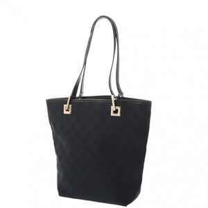 Gucci black canvas handbag leather GG